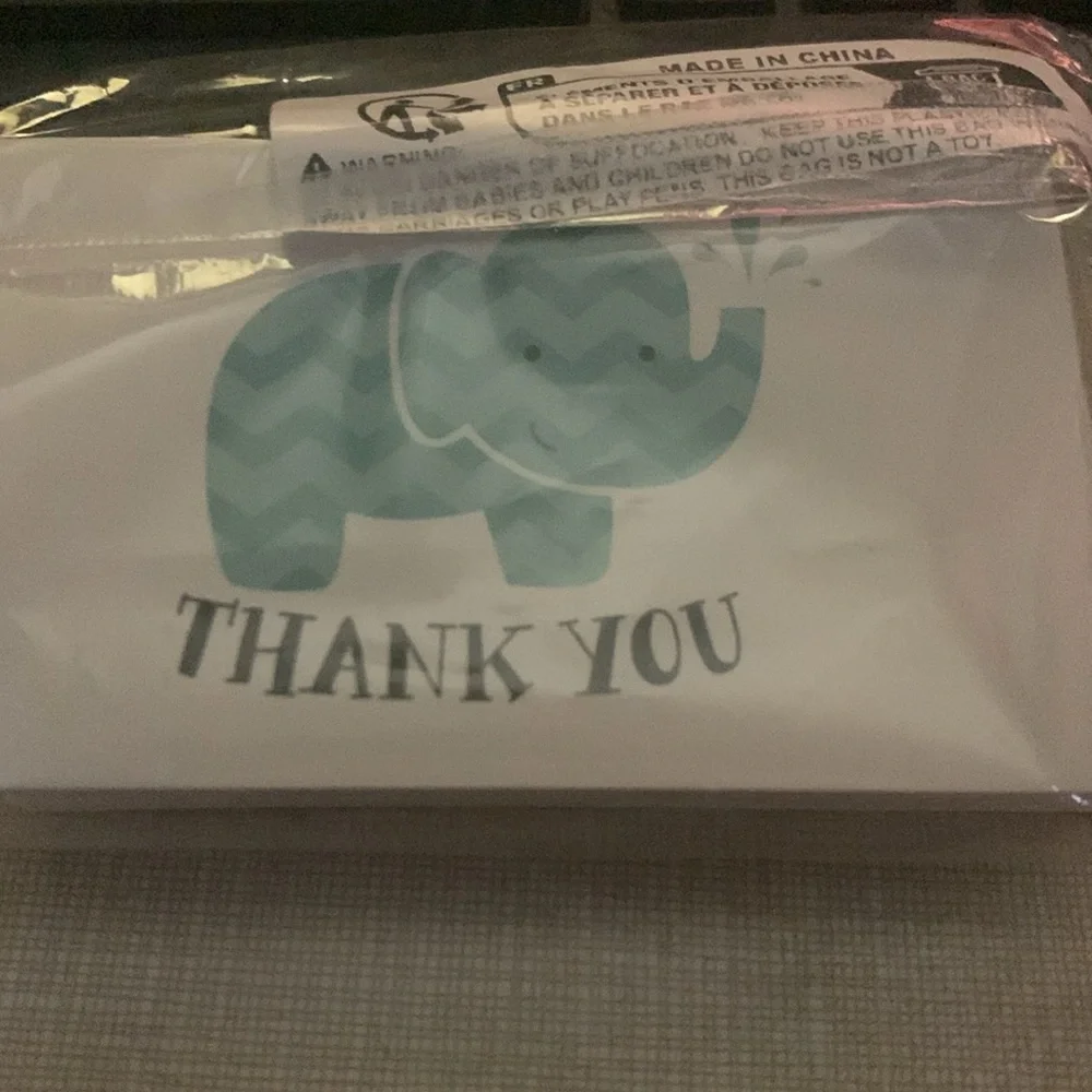 New 50 Thank You card elephant design blue